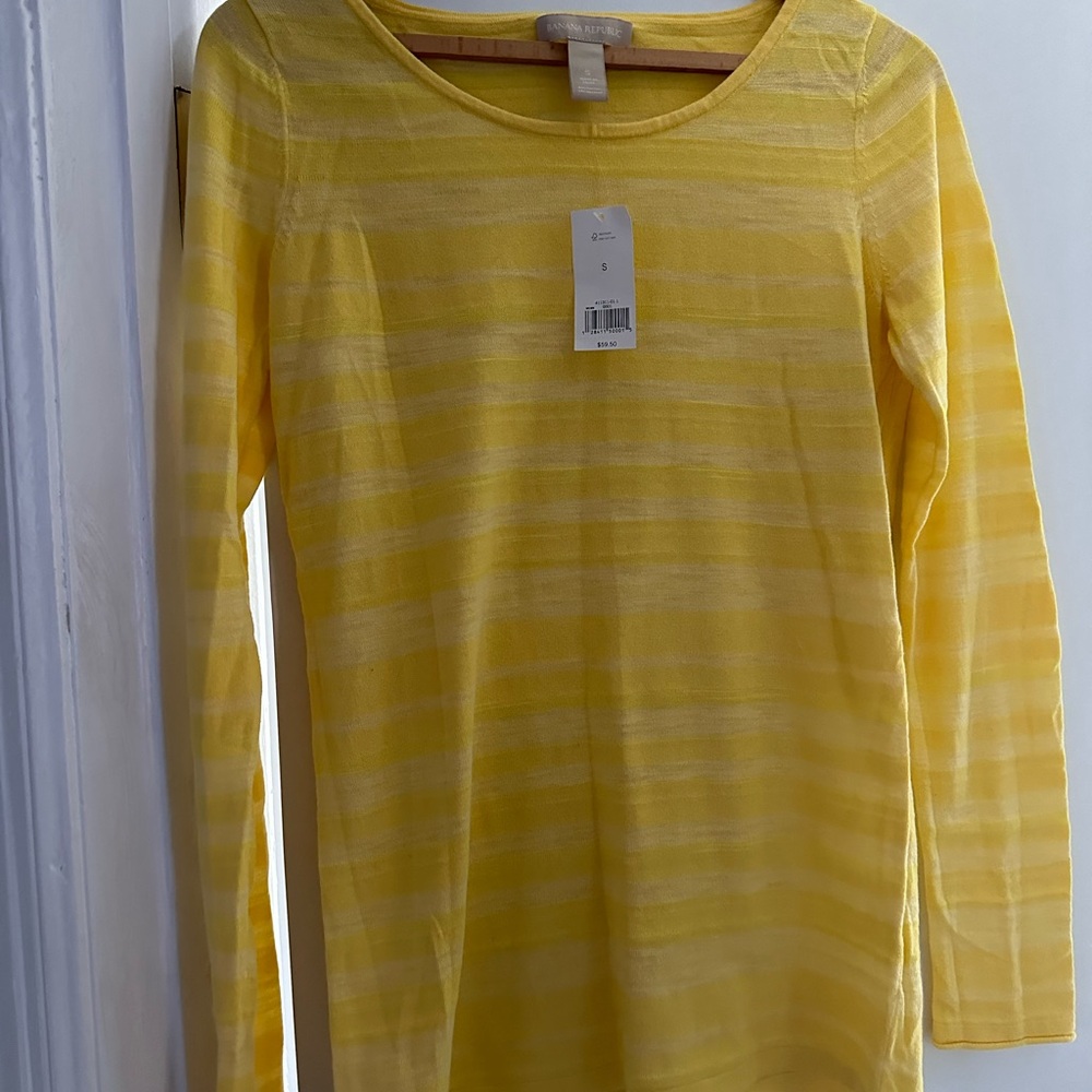 NWT Banana Republic Yellow Striped Long Sleeve Top